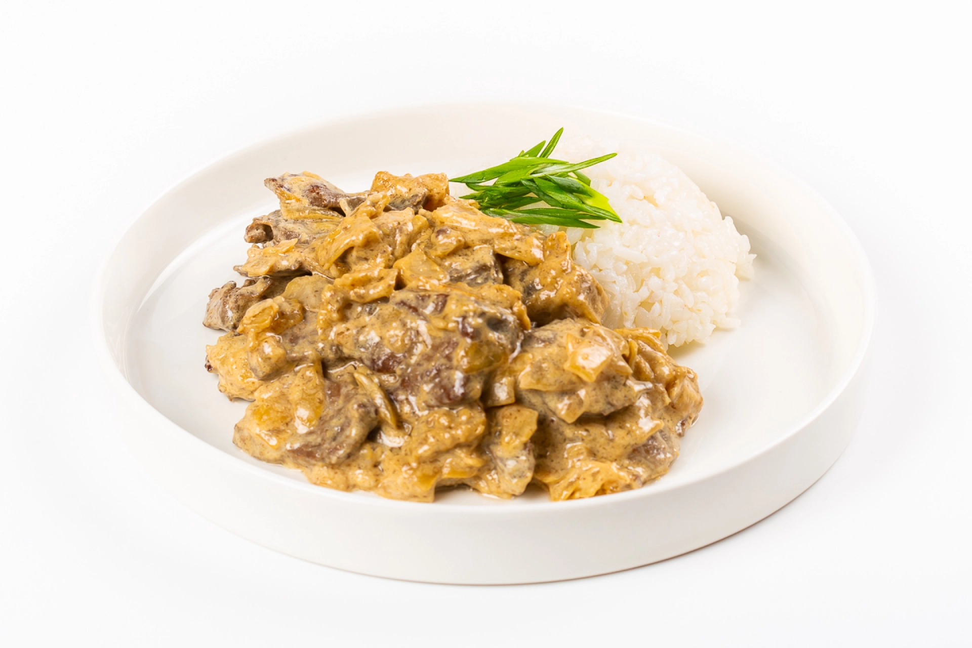 Печень жареная с луком с отварным рисом